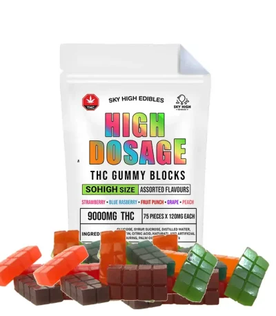 high dosage 9000mg thc gummy blocks