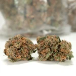 2 real life photos for grease monkey weed with a bag of grease monkey weed in the background
