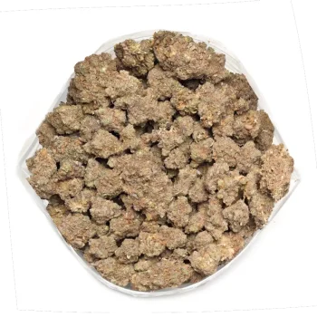 Gelonade strain top view of chunky cannabis buds in bag