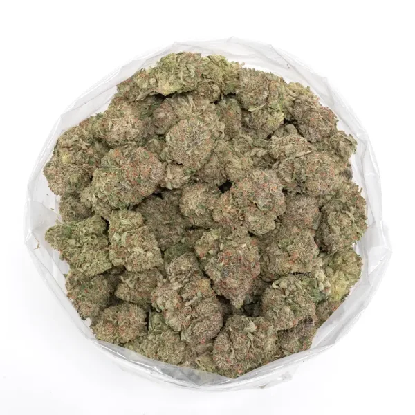 Overhead view ofTrap Gas OG big chunky marijuana buds