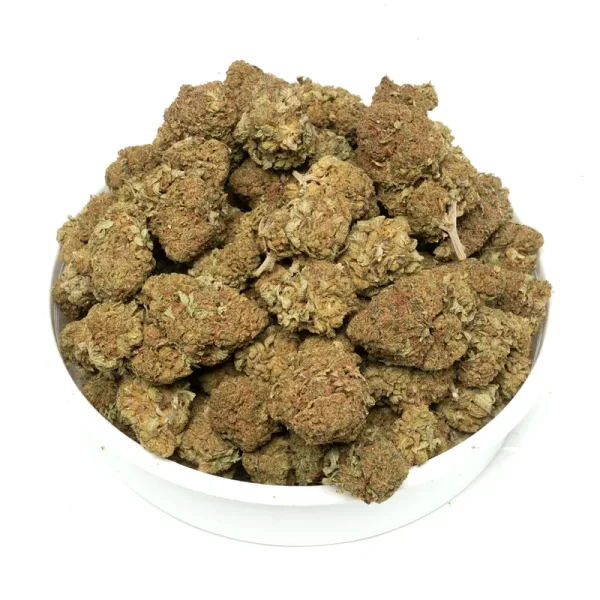 Round trichomes cpvered lemon-skunk buds