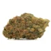 Sapphire Kush marjuana flower jagged edges with rust-toned pistils threaded throughout