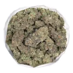 frosted fruit cake strain marijuana buds closeup of bag