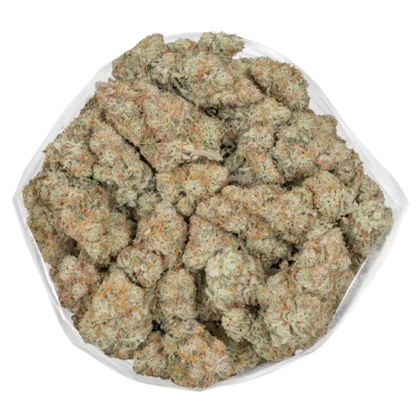 Closeup shot of cuban linx weed covered in crystal clear trichomes