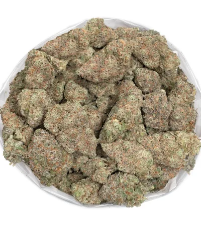 over-top-view-of-bag-full-of-blueberry-muffin-weed-buds